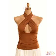 Blusa Cropped Com Amarraçao Multi forma Top Femino Decote costas aberta multi amarração