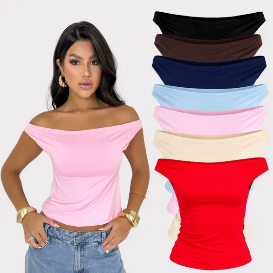 Blusa Suplex Poliamida Feminina Ombro a Ombro Básica