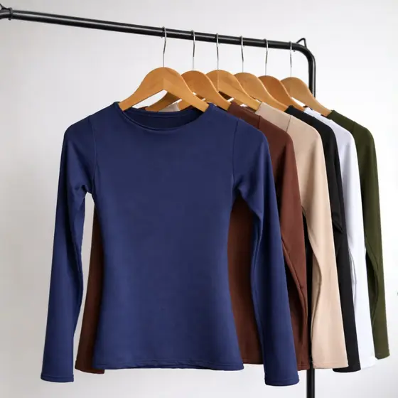 Blusa feminina básica suplex manga longa moda inverno