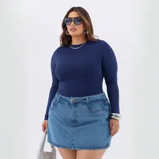 Blusa Feminina Manga Longa Plus Size Suplex Feminina Básica Elegante Tendência Inverno