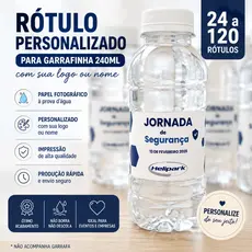 Rótulo Personalizado para Garrafa de Água Lindoya 240ml | Adesivo Fotográfico Brilhante com Logo