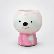 Cachepot Bicho Preguiça de Porcelana 12cm Vaso Decorativo para Flores e Suculentas