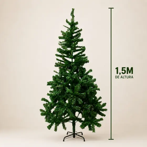 Árvore De Natal Com 300 Galhos De 1,5M Altura Cor Verde Pé de Ferro