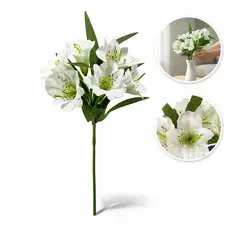 Flor Artificial Realista Astromélia Branca com 7 flores Galho Astromelia Artificial para Decoracao