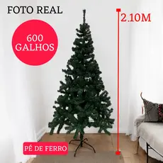 Arvore De Natal Luxo Pinheiro  2,10 Metro 600 Galhos Decoração  Pé De Ferro