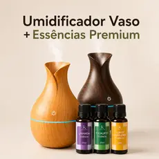 Umidificador de Ar + Essências Premium Hidrossolúvel Difusor de Aromas Relaxantes  Vaso