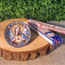 Incensário Sagrado Coração de Maria Para Incensos de Vareta