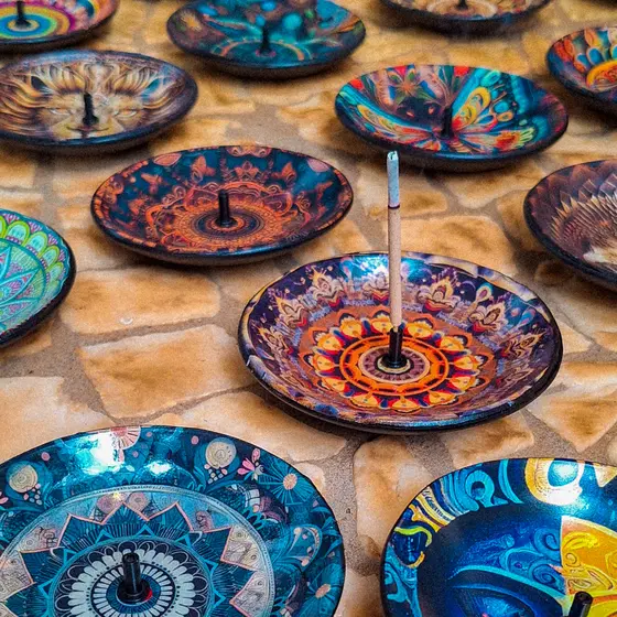 Incensário Mandala Porta Incensos de Vareta Diversos Modelos Mandalas Coloridas