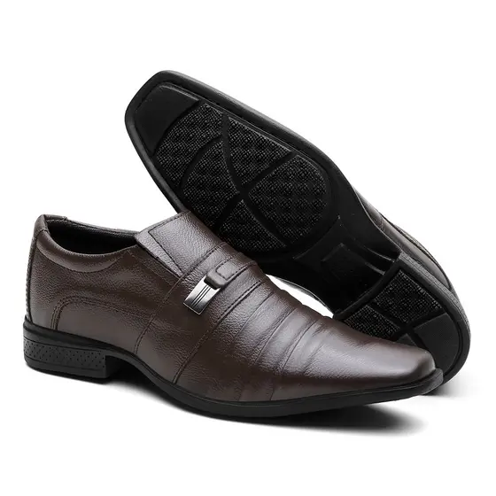 Sapato Social Masculino Oxford de Couro Marrom Café  Solado de Borracha (2530 CF)
