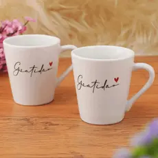 Jogo 2 xícaras Caneca Café Chá Porcelana 120 ml Gratidão Spot