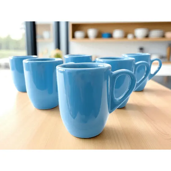 Kit 6 Xícara de Porcelana Azul 80ml Café Expresso – Caneca Café Presente Criativo Cozinha