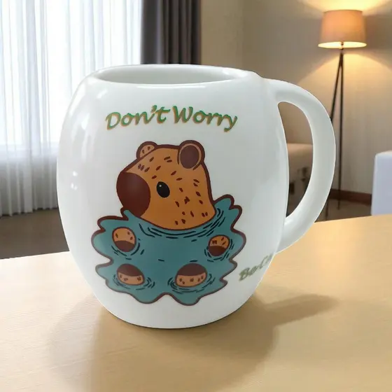 Caneca Capivara Divertida 400ml Porcelana Chá Café