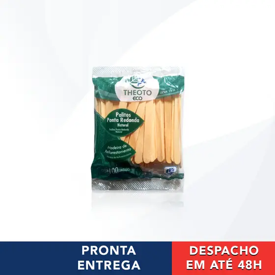 Kit 100 Palito De Madeira Para Picolé Sorvete Artesanato Com Ponta Redonda - Theoto