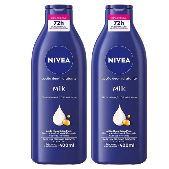 Kit Hidratante Nivea Milk 400ml cada Pele Seca a Extrasseca