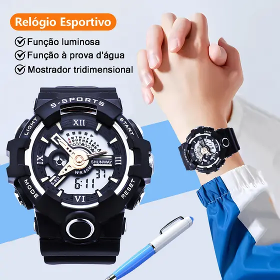 Rel贸gio Masculino Digital De Original A Prova D 脕gua Relogio Led Esportivo Militar Cron么metro S813