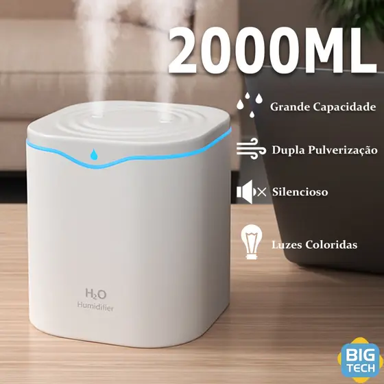 Umidificador Grande 2000ML Purificador 24 horas De Ar Grande Aromatizador De Ambiente Elétrico Para Quarto