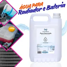 Água Deionizada 5 Litros para Baterias e Radiadores desmineralizada sistema de arrefecimento