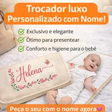 Trocador de Bebê Personalizado com Nome do Bebê l Portátil  Impermeável 30x60 cm.