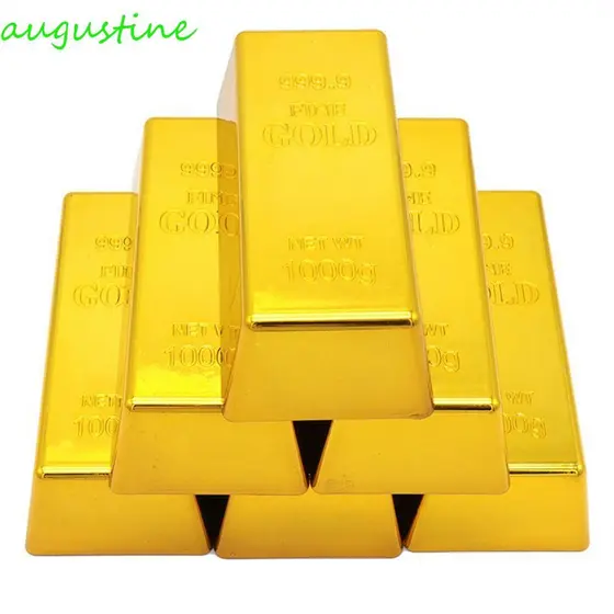 Barra De Ouro Falsa AUGUSTINE , Tijolo Dourado De Peso De Papel De Parada De Porta , Barras De Suporte De Filme De Plást