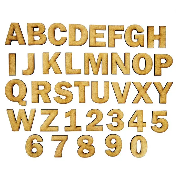 Letras Alfabeto + Números 10cm Altura MDF 3mm Completo Tamanho Corte a Laser de A a Z