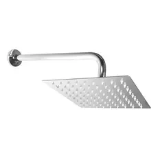 Ducha Chuveiro Inox 20x20 Quadrado c/Suporte Redondo Banheiro Piscina Area Externa 11839