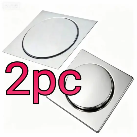 Kit 2 Ralo Click Inteligente 10x10 cm Cromado Inox Piso Banheiro Quadrado 11870 !
