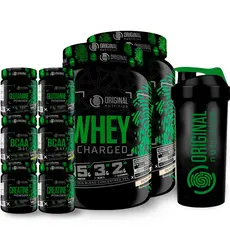 Kit 2x Whey Charged + 2x Gluta + 2x Bcaa + 2x Crea + Shaker