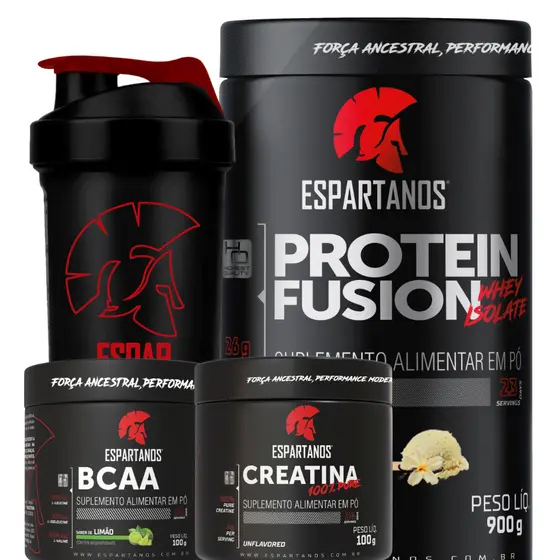 Kit Whey Protein Fusion + Bcaa + Glutamina + Shaker