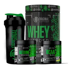 Kit Whey Protein Charged Original + Bcaa + Glutamina + Shaker