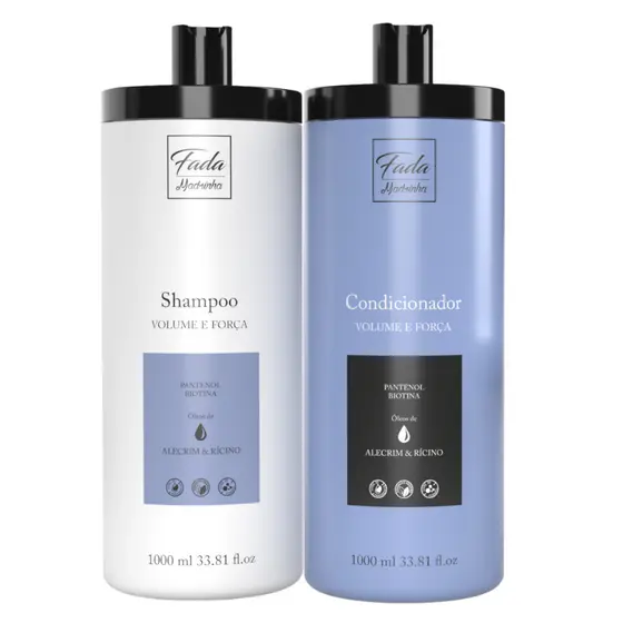 Kit Fada Madrinha Óleo Alecrim Rícino Shampoo e Condicionador 1L Brilho Volume Força Cresimento
