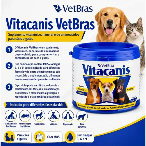 Vitacanis 250g - Suplemento Vitamínico Para Cães E Gatos
