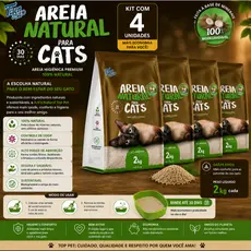 KIT C/4 UND AREIA HIGIENICA BIODEGRADAVEL 2 KGS - MANDIOCA PCT MARROM