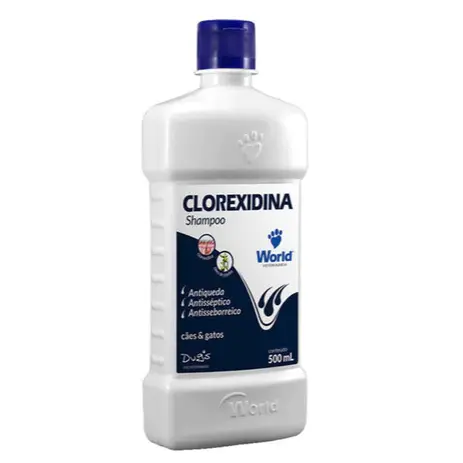 Shampoo Clorexidina ou Shampoo Antiparasitário 500mL ou Sabonete World para Cães e Gatos