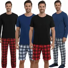 Pijama Masculino Curto Verão Short Xadrez | Pijama Masculino Longo Outono Inverno Calça Escolha a Cor