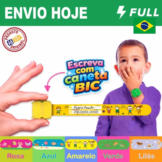 Pulseira de Identificação Infantil Impermeável Criança Praia Viagem