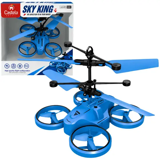 Mini Drone Voador Azul Recarregável C/ Sensor de Movimento - Castela