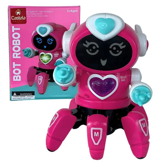 Brinquedo Robô Aranha Dançarina Rosa Infantil Com Luz e Som - Castela