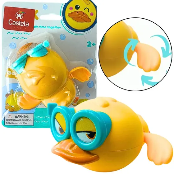 Brinquedo Pato De Banho Amarelo Divertido Que Nada Para Piscina Banheira Infantil - Castela