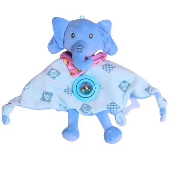 Pelúcia Naninha Elefantinho Azul Para Bebês C/ Chocalho e Mordedor - Castela
