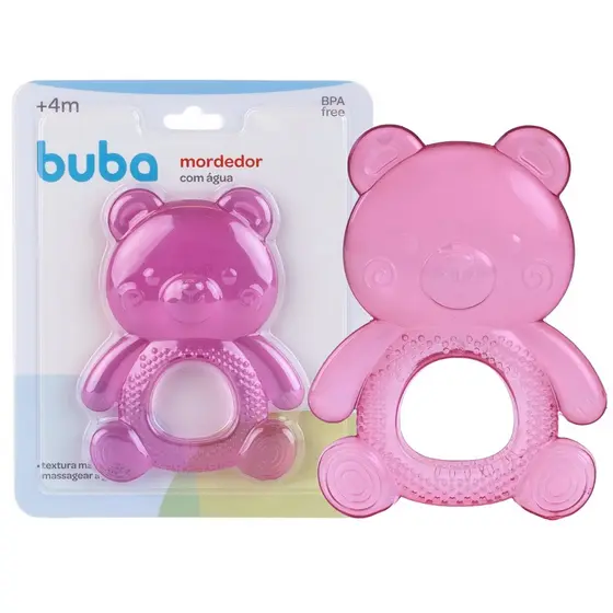 Mordedor Ursinho Rosa C/ Água para Bebês BPA Free 22678 - Buba