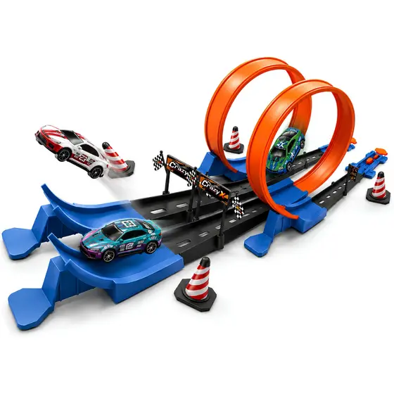 Pista De Corrida Lançadora De Carrinhos Loop 360 Radical Brinquedo Infantil Com 32 Peças Castela