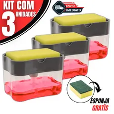 Kit Dispensador Dispenser Detergente com Suporte para Esponja e Sabão Líquido | Organizador de Pia