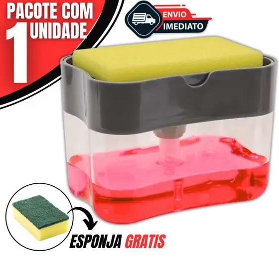 Dispensador Dispenser Detergente com Suporte para Esponja e Sabão Líquido | Organizador de Pia