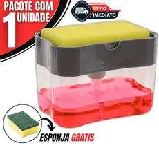 Dispensador Dispenser Detergente com Suporte para Esponja e Sabão Líquido | Organizador de Pia