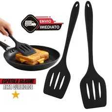 Espátula de Silicone Vazado Reforçada | Utensílio de Cozinha Antiaderente para Frituras e Massas