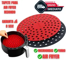 Forro Protetor Tapete Air Fryer Redondo Silicone Antiaderente Reutilizável BPA Free Lavável