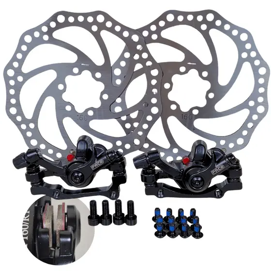 Kit Freio Disco Mecânico Disco 160mm Pinca Alumínio Mtb Paco