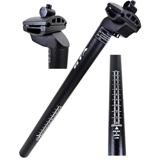 Canote Selim Bicicleta Mtb Alumínio 27,2mm 40cm Carrinho Cano Banco Bike Preto GTA