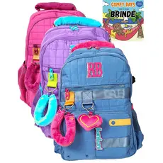 Mochila Escolar Rebecca Bonbon Clio Brinde Livro Colorir
