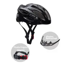 Capacete Bike Bicicleta Mtb Speed Pisca Led Gta Inmold Preto Tamanho M 54-58cm  Ventilado
